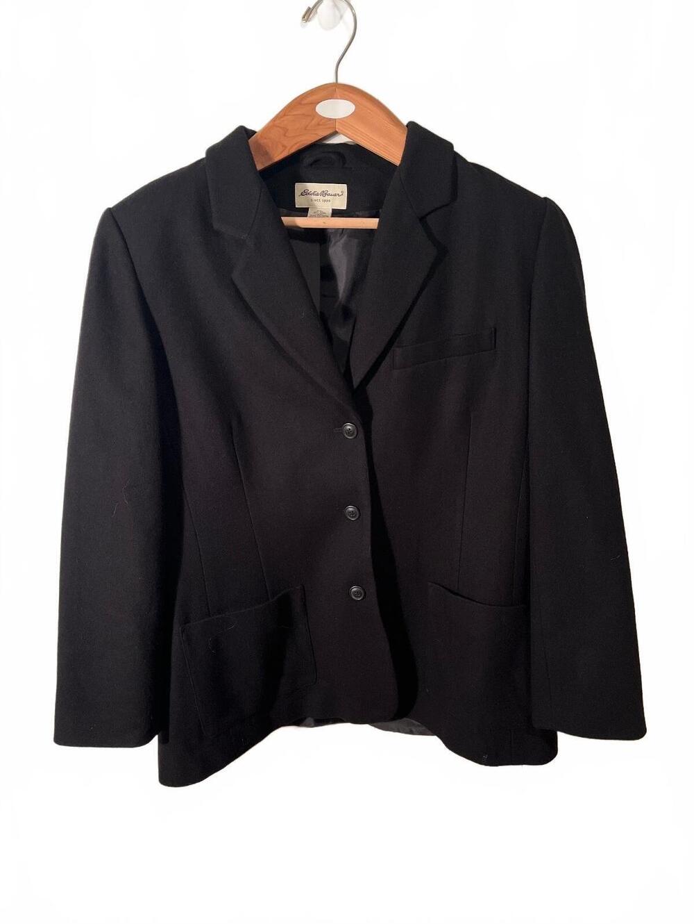 Eddie Bauer Women's Black Wool Blend Blazer XL